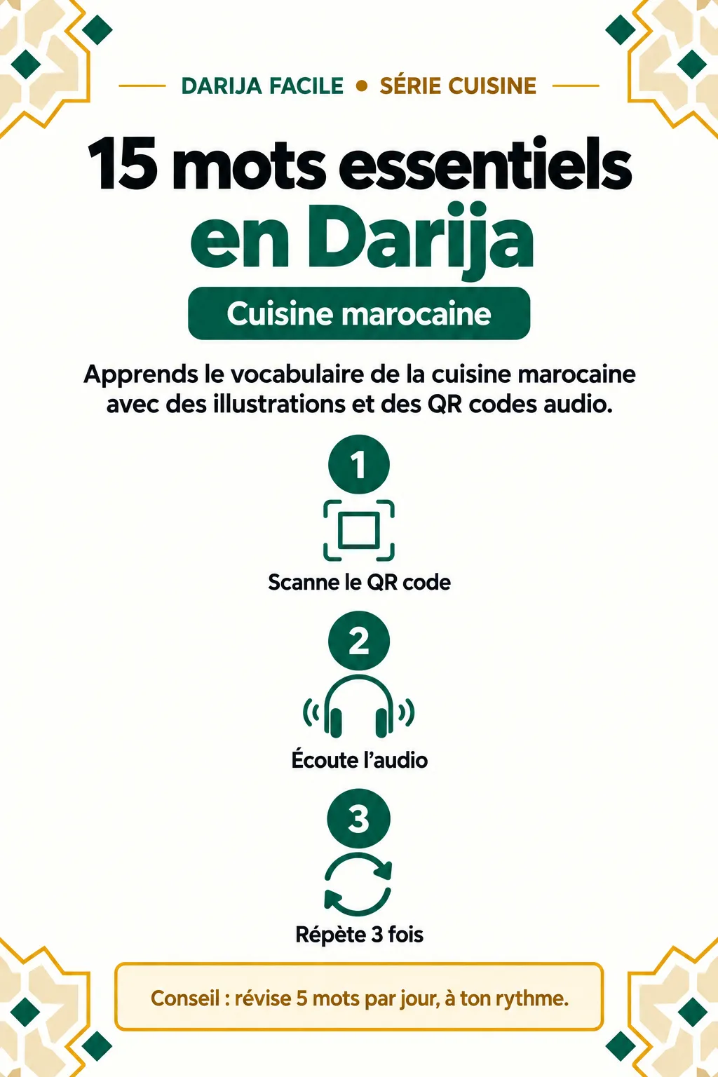 15 mots essentiels en darija — Cuisine marocaine
