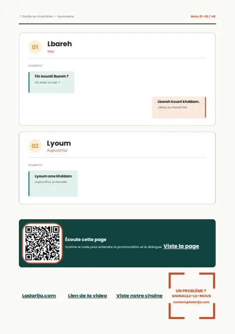 Darija au Quotidien — 40 Mots et Expressions Essentiels (PDF Gratuit)